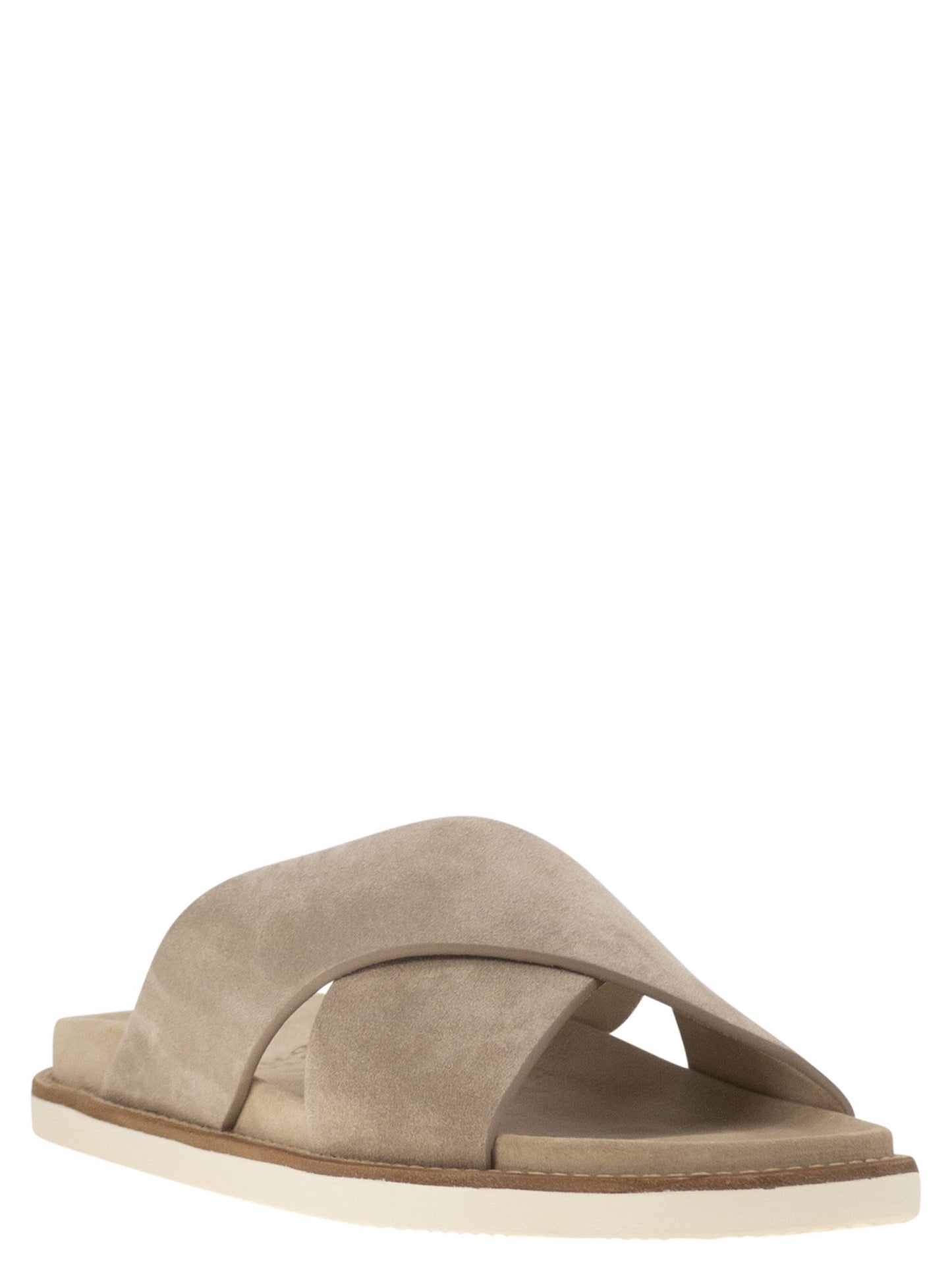 Brunello Cucinelli Washed Suede Slides