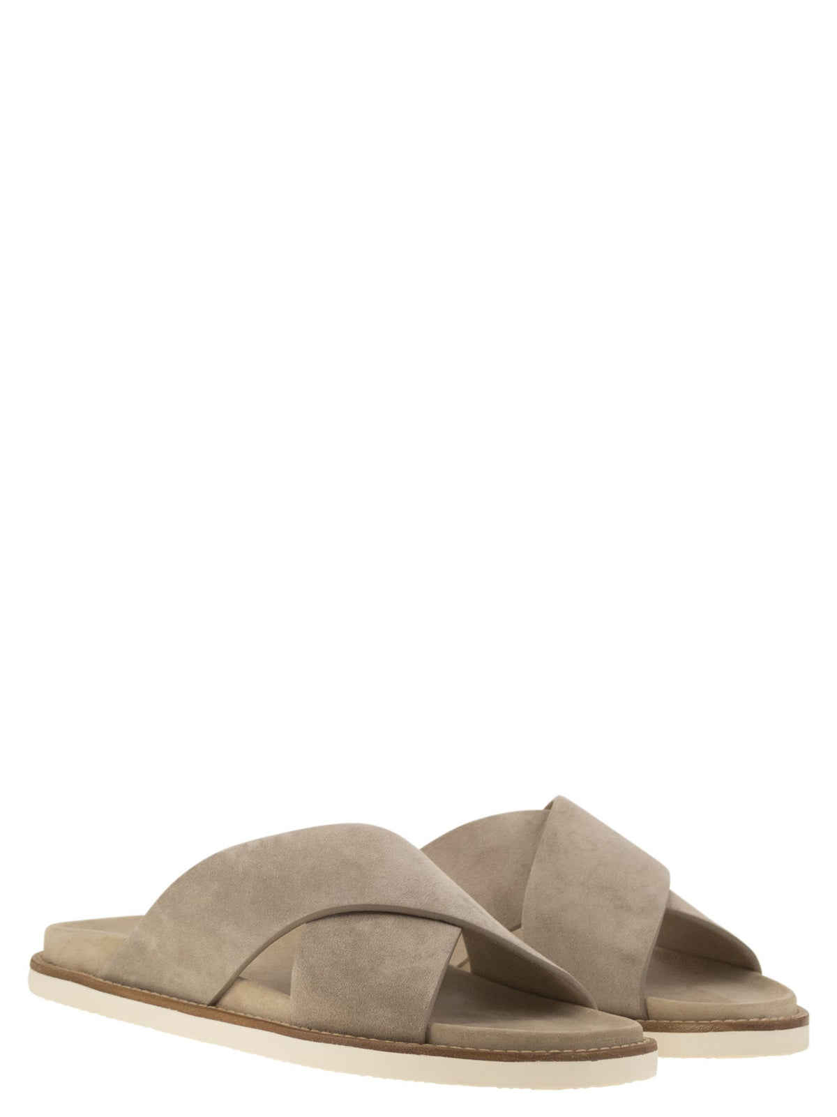 Brunello Cucinelli Washed Suede Slides