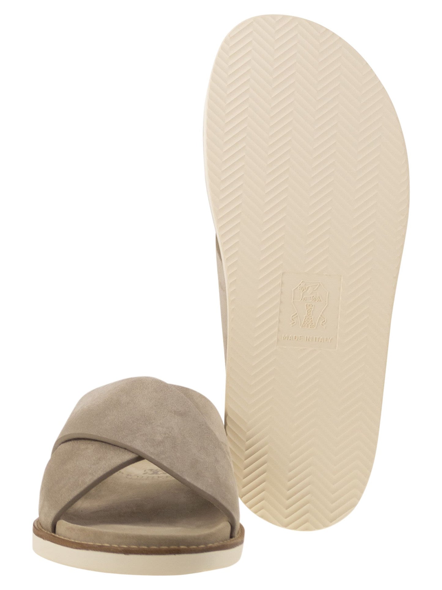 Brunello Cucinelli Washed Suede Slides