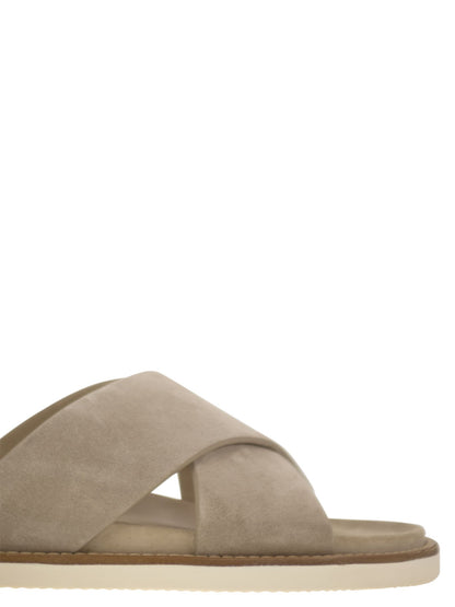 Brunello Cucinelli Washed Suede Slides