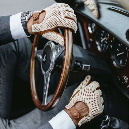 Arturo (cognac) - Hand-sewn Italian crochet driving gloves from lambskin leather — photo 5 of 10