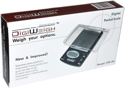 DigiWeigh DW-100AX Präzisions-Digitalwaage – 100 g x 0,01 g | Gramm-, Unzen-, Karat-, Grain-Modi | Labor-, Schmuck-, Wiederlade-, Edelsteinnutzung