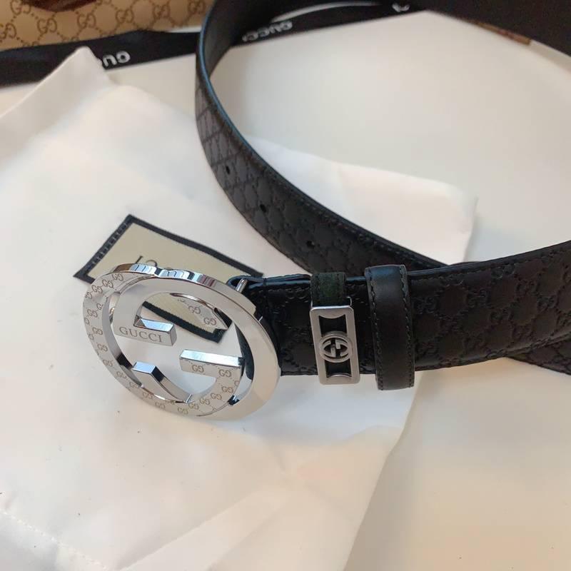 GUCCI Embellished coated-canvas and leather belt 'Black'