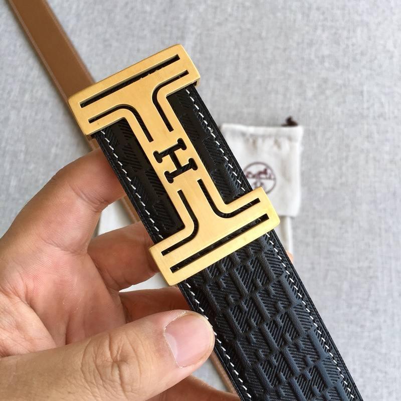 Hermes Men Gold Buckle Belt 'Black'