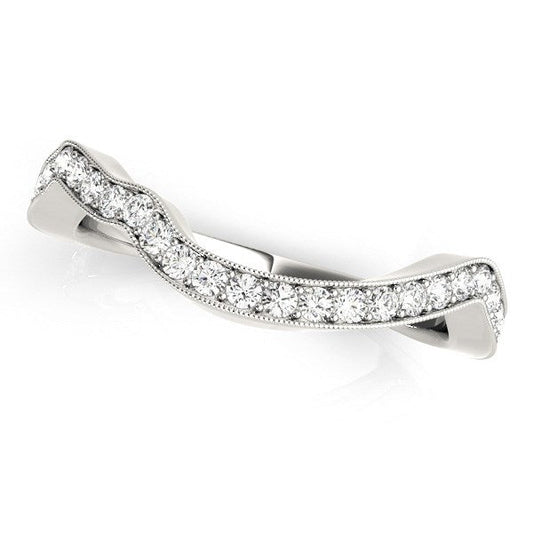 14k White Gold Milgrained Curve Style Diamond Wedding Band (1/5 cttw) — photo 1 of 2