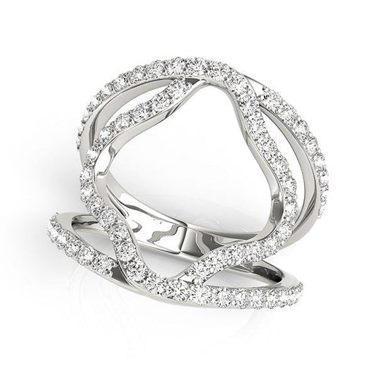14k White Gold Diamond Flower Style Dual Band Ring (5/8 cttw) — photo 1 of 8