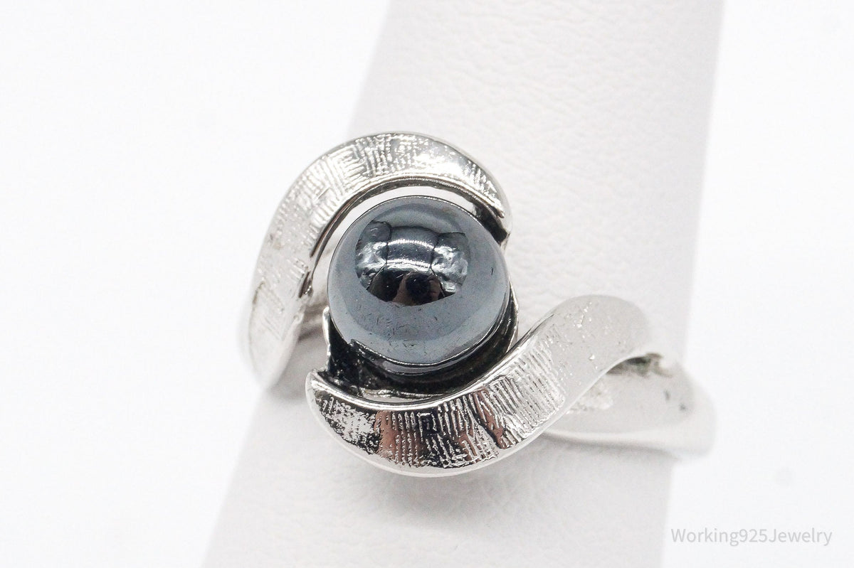Vintage Hematite 14K Gold Over Sterling Silver Ring - Size 6.25