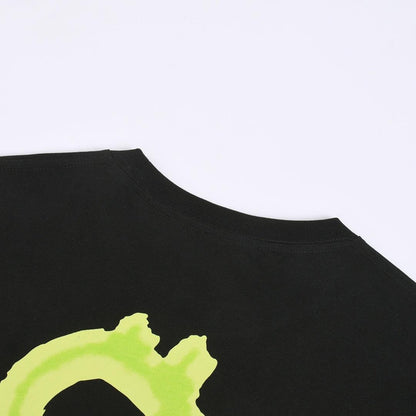 Balenciaga Black & Green T-Shirt Without Collar