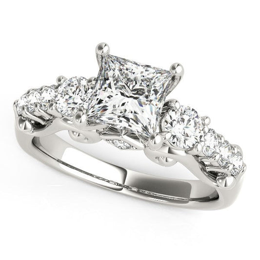 14k White Gold 3 Stone Antique Design Diamond Engagement Ring (1 3/4 cttw) — photo 1 of 4