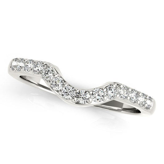 14k White Gold Pave Set Diamond Curved Wedding Band (1/4 cttw) — photo 1 of 2