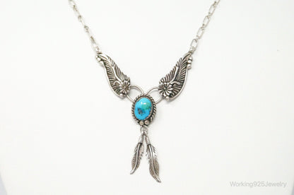Vintage Native American Unsigned Turquoise Sterling Silver Necklace