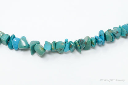 Vintage Southwestern Turquoise Beads Sterling Silver Necklace