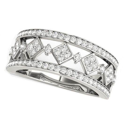 Diamond Studded Square Motif Ring in 14k White Gold (1/2 cttw) — photo 1 of 8