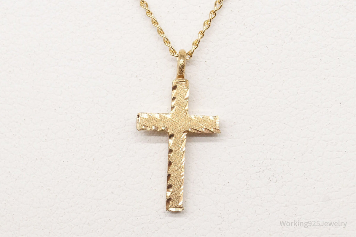 Vintage 14K Yellow Gold Filled Cross Necklace 13"