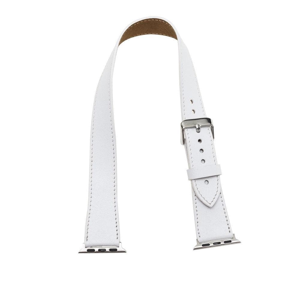 Luxury Double Wrap White Leather Apple Watch Band - San Diego