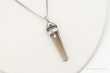 Vintage Large Smoky Topaz Sterling Silver Necklace