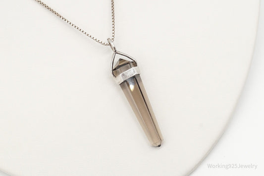Vintage Large Smoky Topaz Sterling Silver Necklace