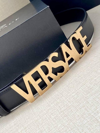 Versace Women's Leather Logo Decorated Buckle Belt