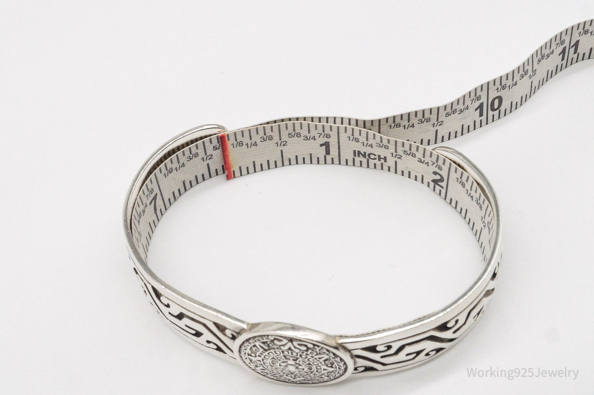 Vintage Escorcia Mexico Mayan Calendar Sterling Silver Cuff Bracelet – 41.4 g Estate Jewelry — photo 10 of 10
