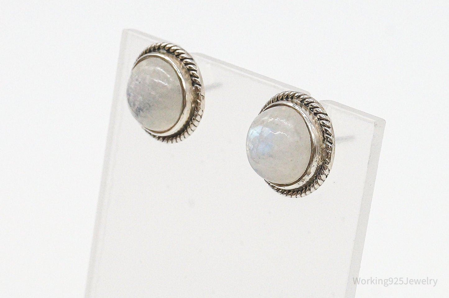 Vintage Moonstone Sterling Silver Earrings – Estate Jewelry