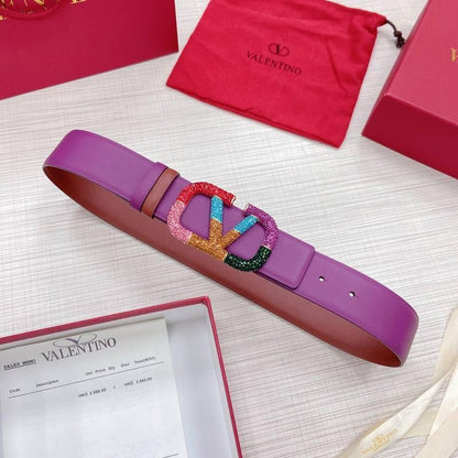 VALENTINO GARAVANI V logo Rainbow Reversible Leather Belt 'Brown/Purple'