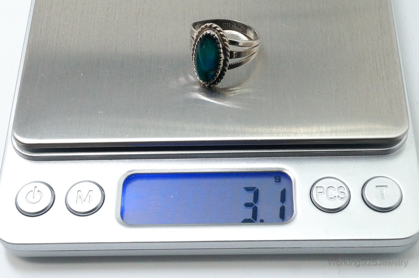 Vintage Native American Paua Abalone Shell Sterling Silver Ring - SZ 6.25