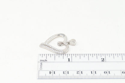 Vintage Open Heart Cubic Zirconia Accented Sterling Silver Necklace Pendant
