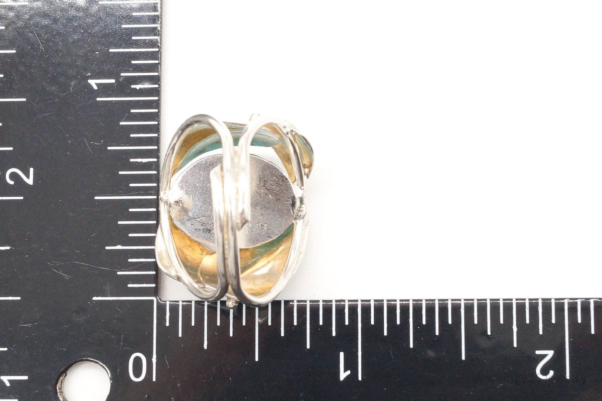 Vintage Turquoise Silver Ring - Size 9.25