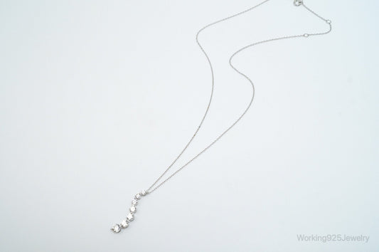 Vintage Cubic Zirconia Journey Necklace Sterling Silver - 18 Inch Chain