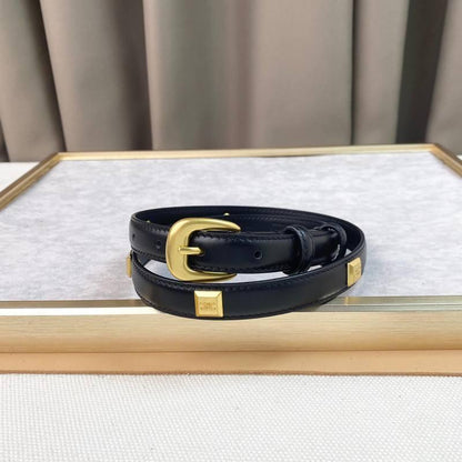 Celine Women Gold Buckle Belt 'Black'
