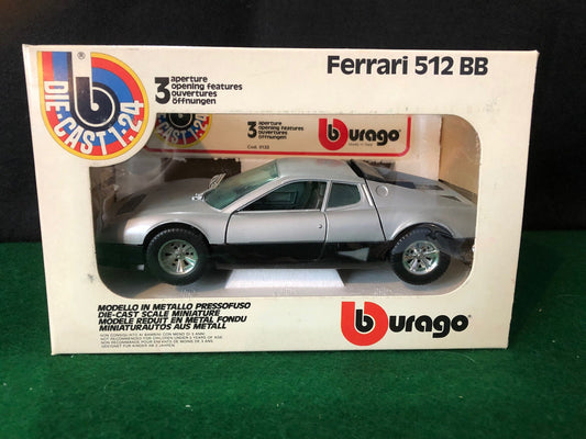 Ferrari 512 BB Berlinetta Boxer Silver/Black by BBurago 1:24