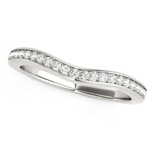14k White Gold Curved Diamond Wedding Band (1/6 cttw) — photo 1 of 2
