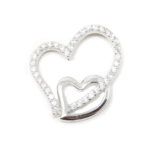 Vintage Open Hearts Collection CZ Sterling Silver Necklace Pendant — photo 1 of 9