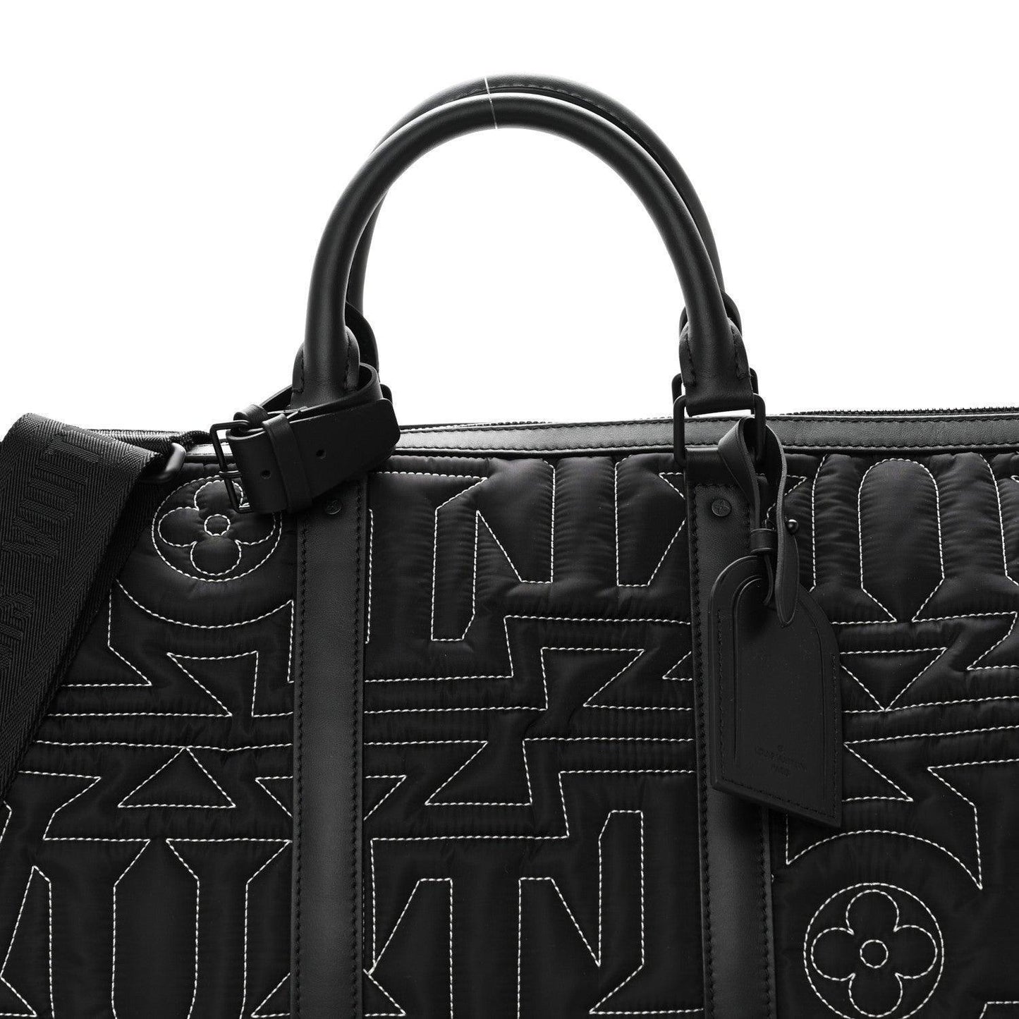 Louis Vuitton Nylon Embroidered Keepall Bandouliere 50 Black