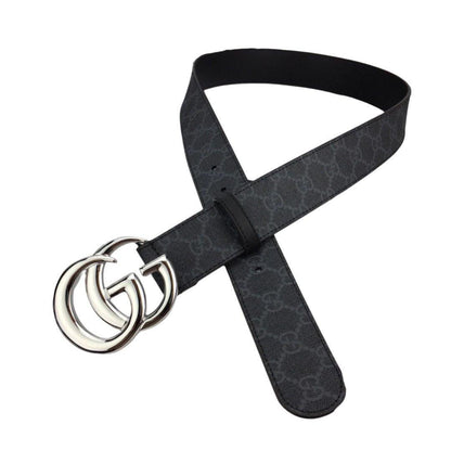 GUCCI Embellished coated-canvas and leather belt 'Black'
