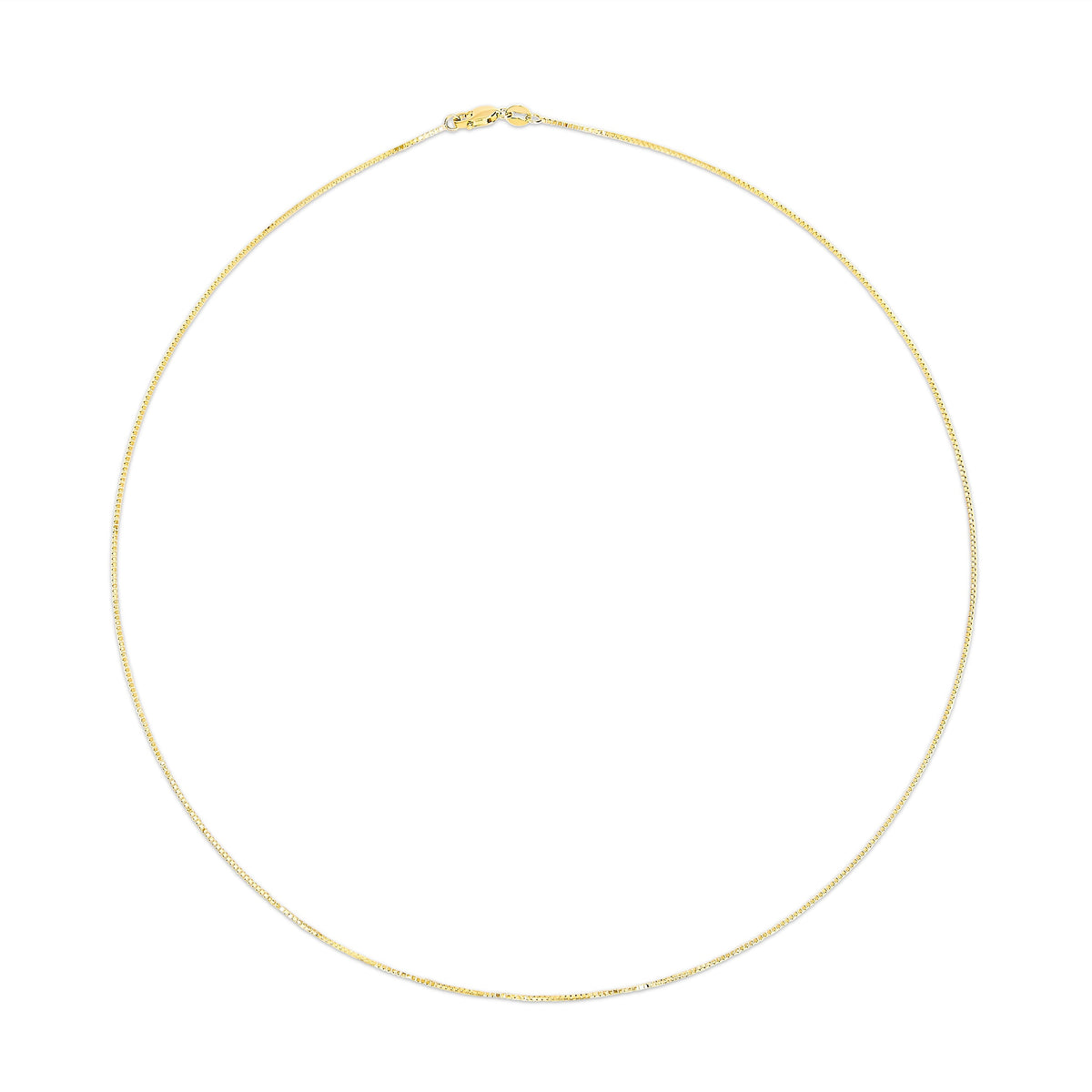 Solid 14K Yellow Gold 0.75mm Classic Box Chain Necklace. Unisex Chain - Size 13 Inches