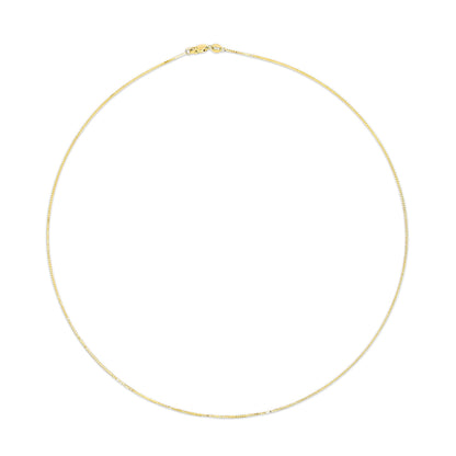 Solid 14K Yellow Gold 0.75mm Classic Box Chain Necklace. Unisex Chain - Size 13 Inches
