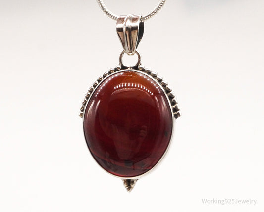 Vintage Large Red Agate Sterling Silver Pendant — photo 1 of 10