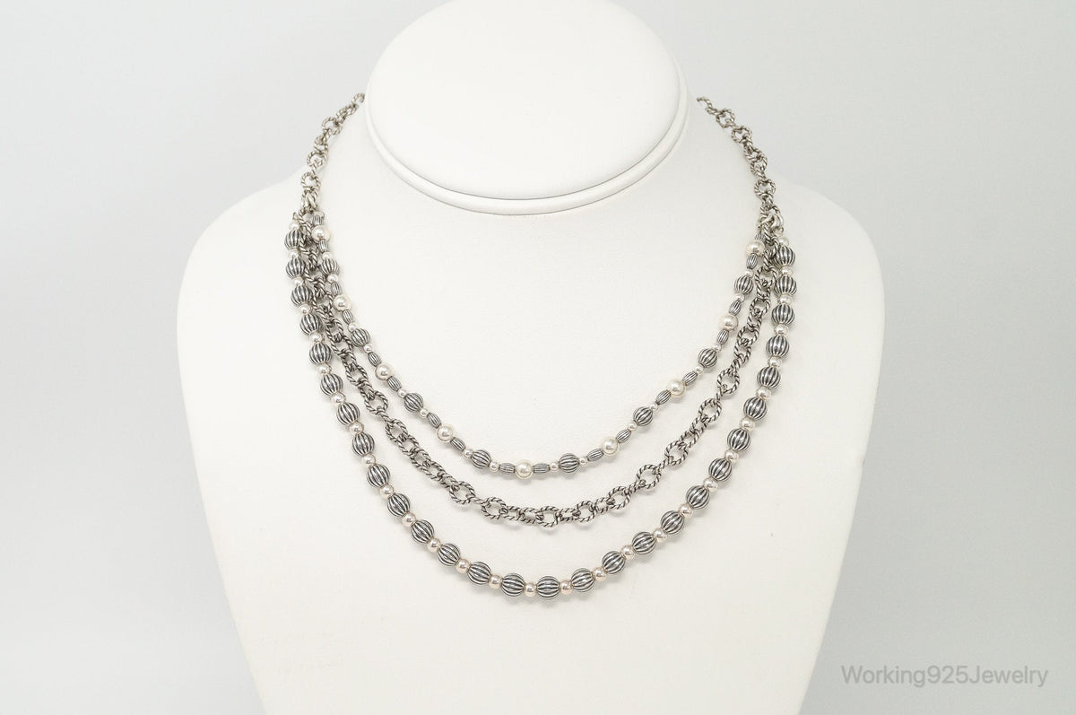 Southwestern Designer Carolyn Pollack Relios Bead Sterling Silver Necklace