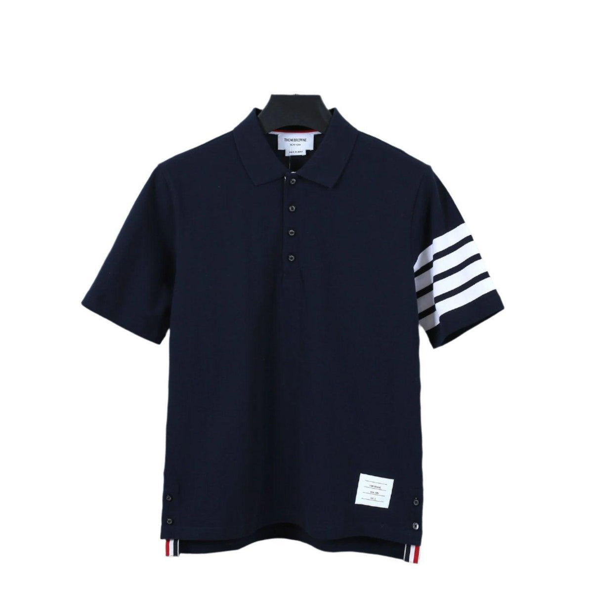 Thom Browne Navy Blue T-Shirt with Collar