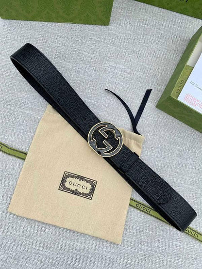 GUCCI Embellished coated-canvas and leather belt 'Black'