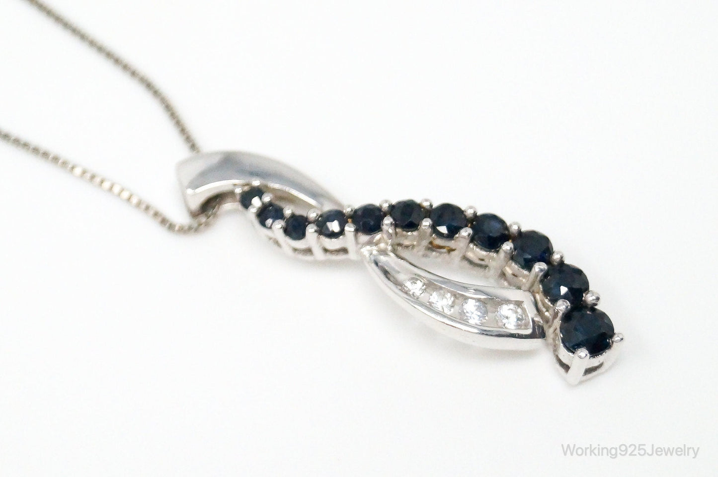 Designer Alwand Vahan Sapphire Cubic Zirconia Sterling Silver Necklace