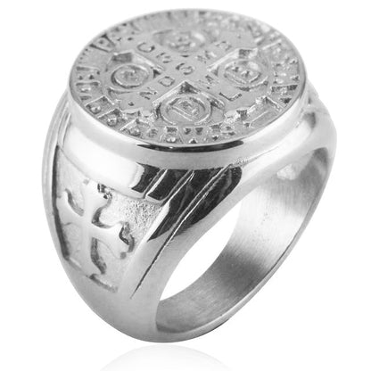St. Benedict Medal Vintage Ring - Silver
