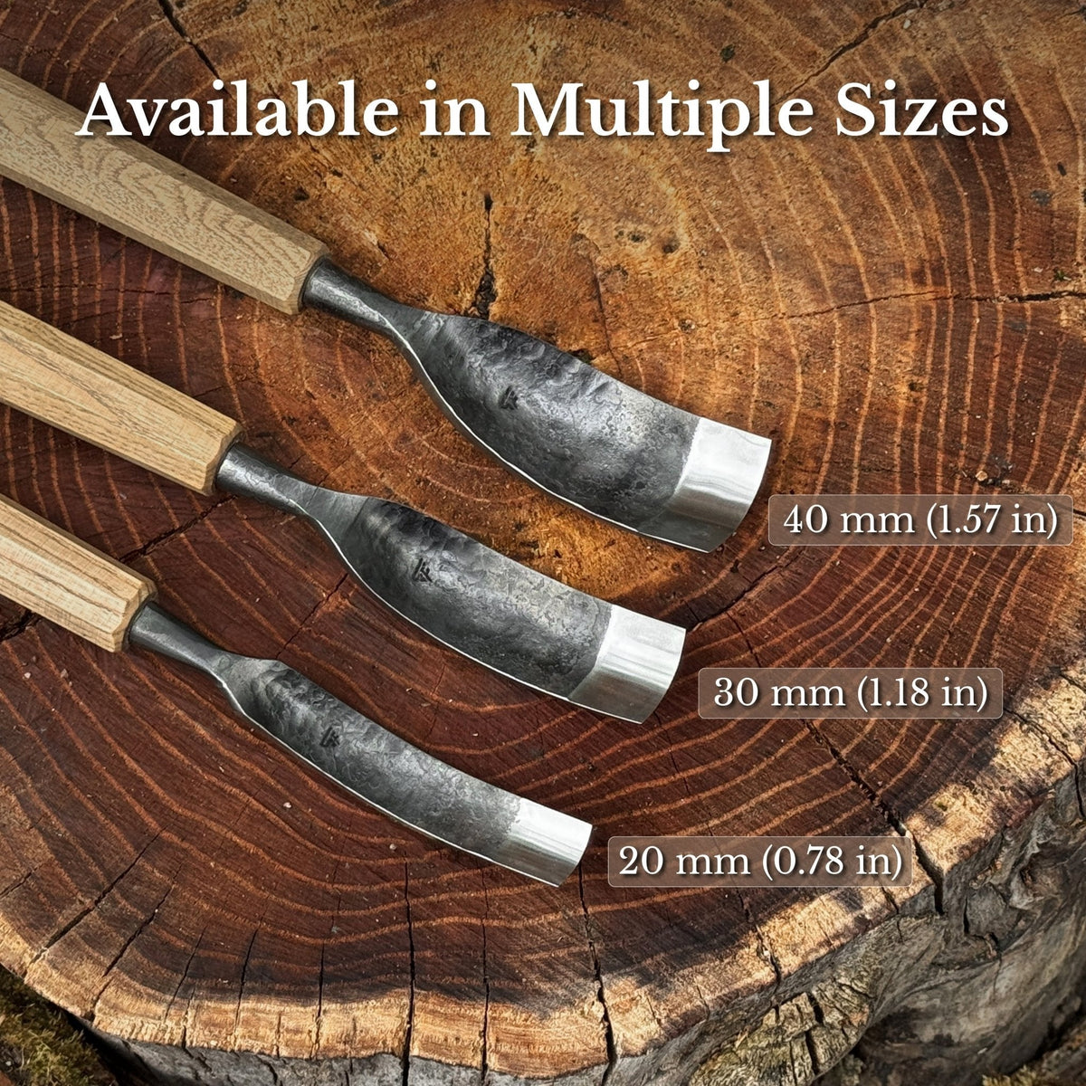 Bent Carving Gouge, 20 - 40 mm (0.8 - 1.6 inches)