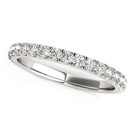 14k White Gold Round Pave Setting Diamond Wedding Band (3/8 cttw) — photo 1 of 2