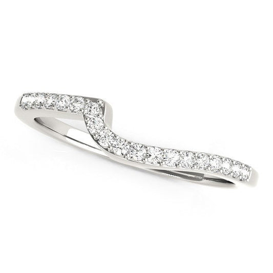 14k White Gold Curved Design Round Diamond Wedding Band (1/4 cttw) — photo 1 of 2