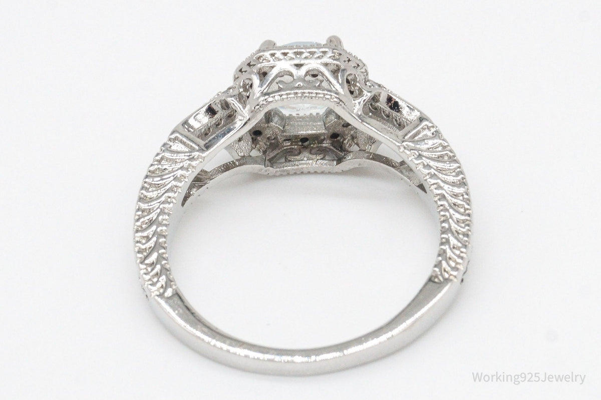 Vintage Cubic Zirconia Sterling Silver Ring - Size 8.75