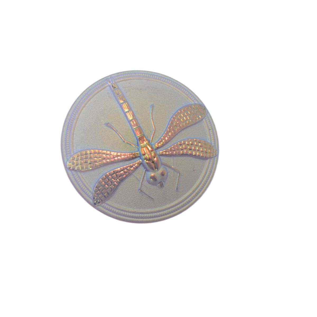 Czech Glass Dragonfly Button 40mm - Iridescent Crystal with Gold Accents