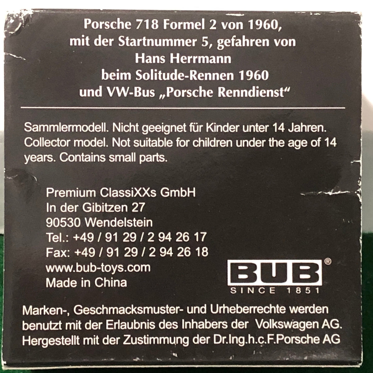 VW Transporter With Porsche 718 F2 Solitude Revival 2008 Set by Bub 1:87 (Ltd Ed of 500)