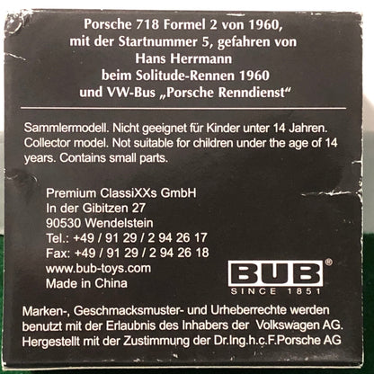 VW Transporter With Porsche 718 F2 Solitude Revival 2008 Set by Bub 1:87 (Ltd Ed of 500)